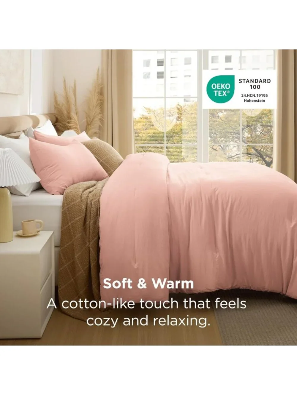 Cozy Blush Pink Queen Comforter Set - Soft Lightweight Bedding, 3 Pieces for All